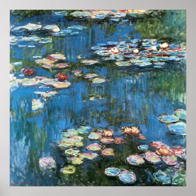 Waterlilies by Claude Monet, Vintage Impressionism Poster (Front)