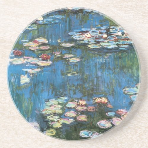 Waterlilies by Claude Monet Vintage Impressionism Sandstone Coaster