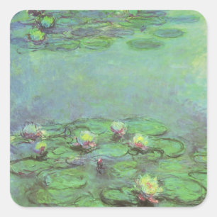 Waterlilies by Claude Monet, Vintage Impressionism Square Sticker