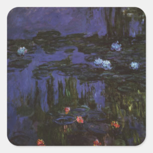 Waterlilies by Claude Monet, Vintage Impressionism Square Sticker