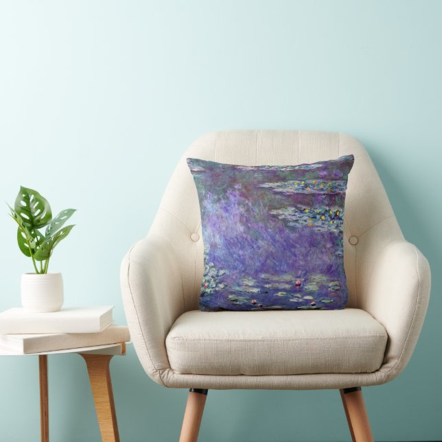 Waterlilies by Claude Monet, Vintage Impressionism Throw Pillow (Chair)