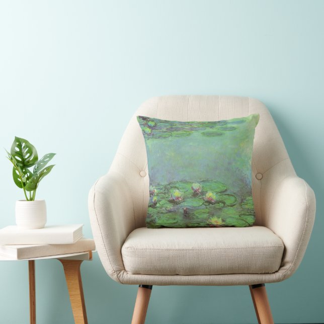 Waterlilies by Claude Monet, Vintage Impressionism Throw Pillow (Chair)