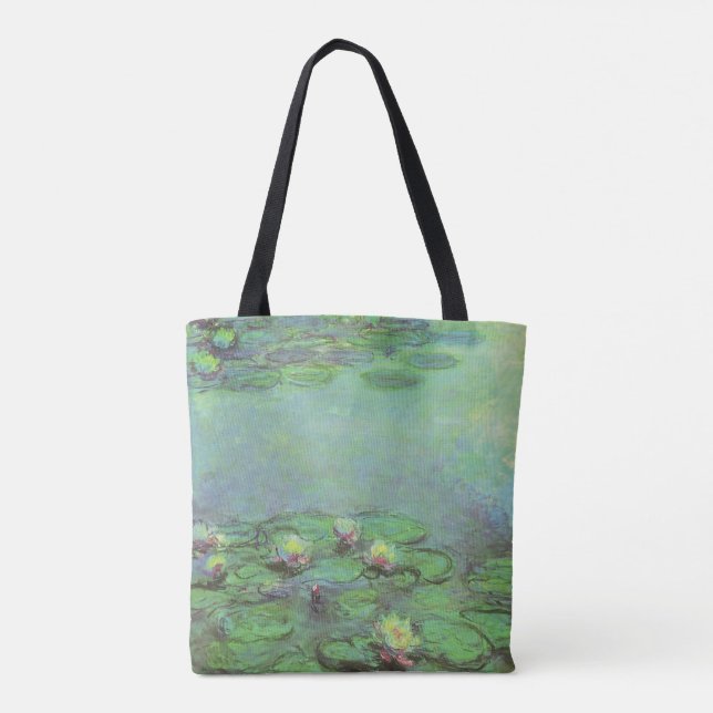 Waterlilies by Claude Monet, Vintage Impressionism Tote Bag (Back)