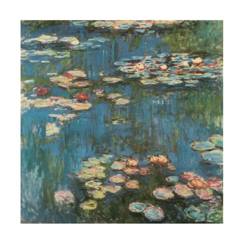 Waterlilies by Claude Monet Vintage Impressionism Wood Wall Decor