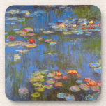Waterlilies by Claude Monet, Vintage Nature Art  Beverage Coaster<br><div class="desc">Waterlilies by Claude Monet is a vintage impressionism fine art nature painting featuring waterlily flowers in a pond in Monet's garden at his home in Giverny, France. Beautiful flowers are floating in the water and the reflection of green weeping willow trees. Claude Monet enjoyed painting "en plein air" or "in...</div>