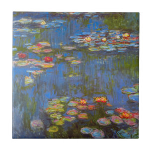 Waterlilies by Claude Monet, Vintage Nature Art Ceramic Tile