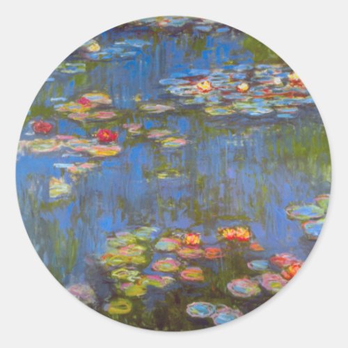 Waterlilies by Claude Monet Vintage Nature Art Classic Round Sticker