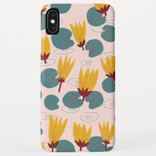 Waterlilies Lotus Flower Lilypad Zen Pattern iPhone XS Max Case