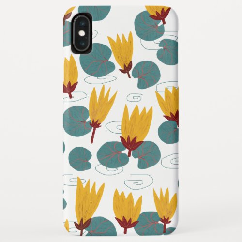 Waterlilies Lotus Flower Lilypad Zen Pattern iPhone XS Max Case