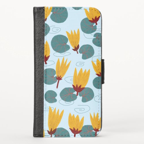 Waterlilies Lotus Lilypad Zen Pattern iPhone X Wallet Case