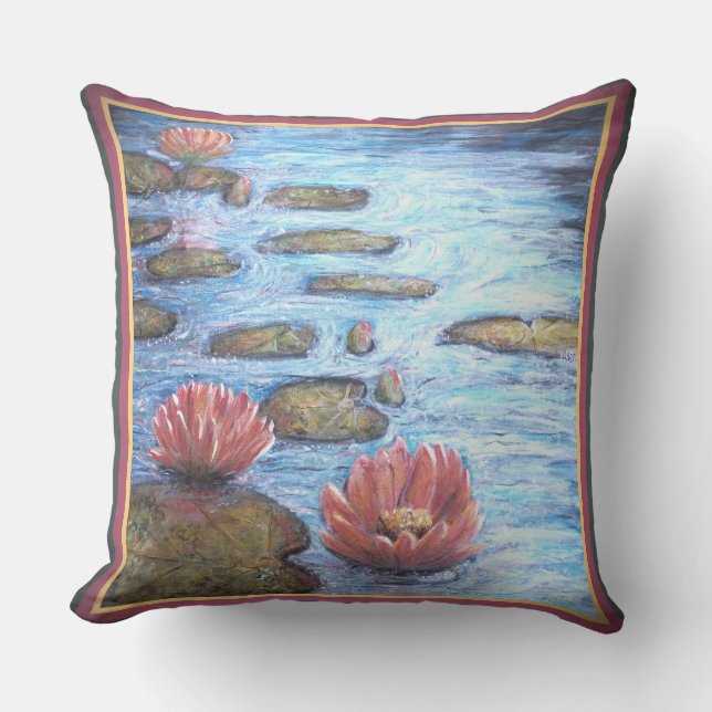 Waterlilies  throw pillow (Front)