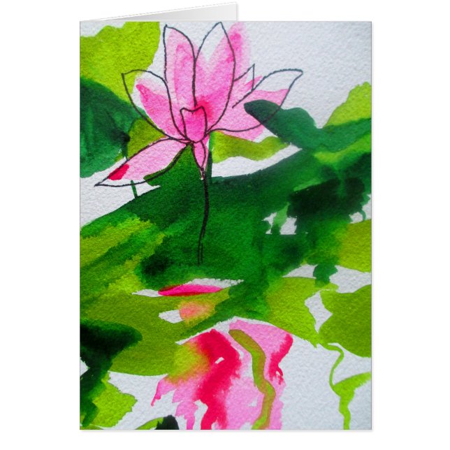 Waterlily abstract watercolour flower art cards (Front)