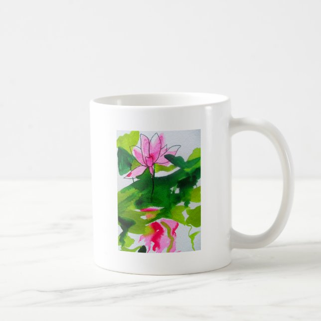 Waterlily abstract watercolour flower art coffee mug (Right)