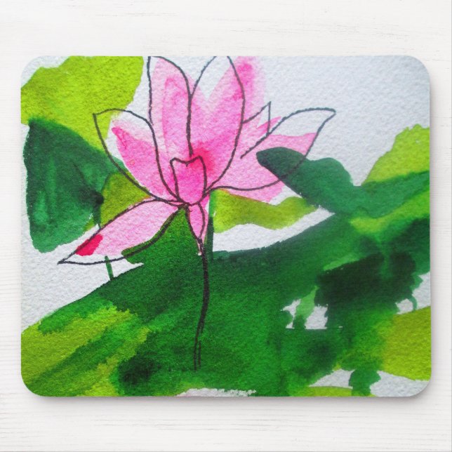 Waterlily abstract watercolour flower art mouse pad (Front)