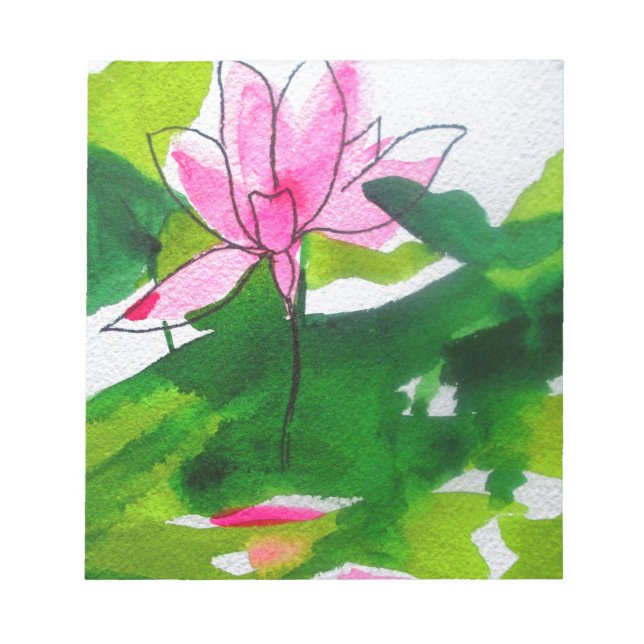 Waterlily abstract watercolour flower art notepad (Front)
