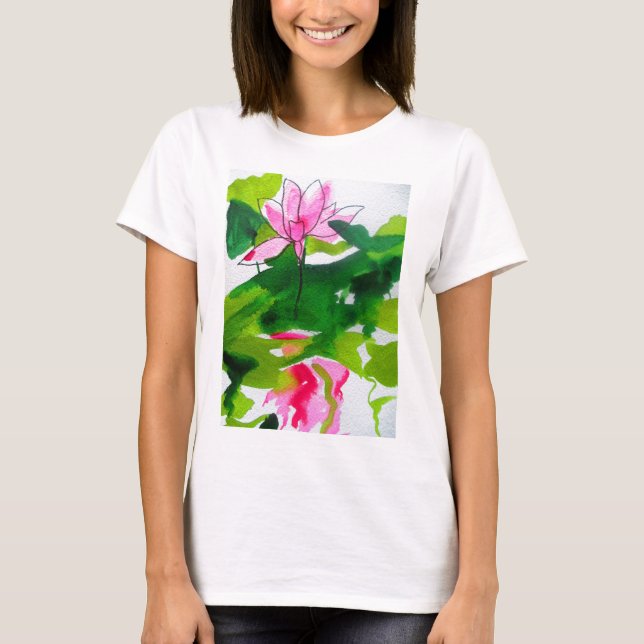 Waterlily abstract watercolour flower art T-Shirt (Front)