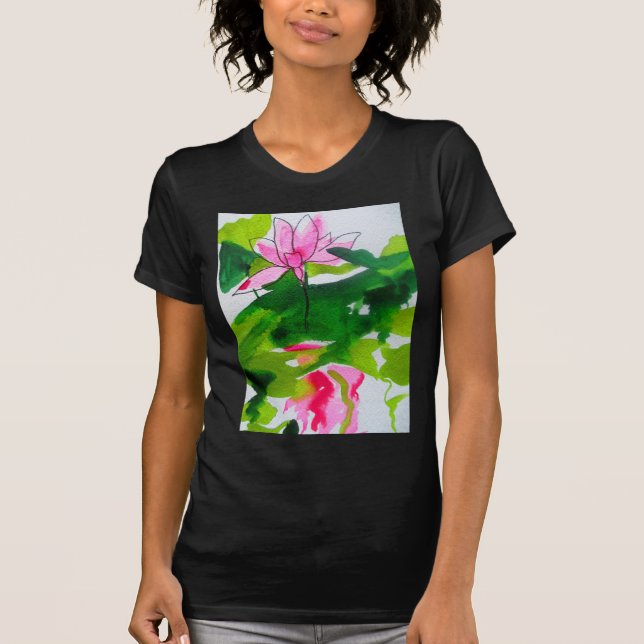 Waterlily abstract watercolour flower art T-Shirt (Front)