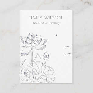 Waterlily Floral Sketch Earring Necklace Display Business Card