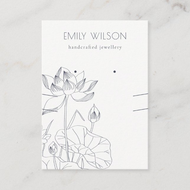 Waterlily Floral Sketch Earring Necklace Display Business Card (Front)