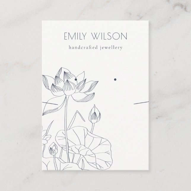 Waterlily Floral Sketch Earring Necklace Display Business Card (Front)