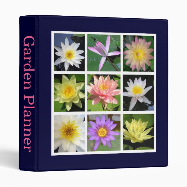 Waterlily Flower Grid Garden Planner Binder (Front/Spine)