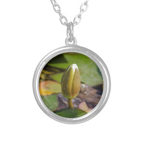 waterlily in the lake silver plated necklace