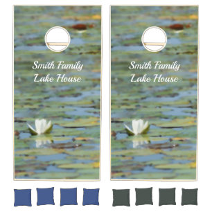 Waterlily Lake Flower Watercolor Cornhole Set