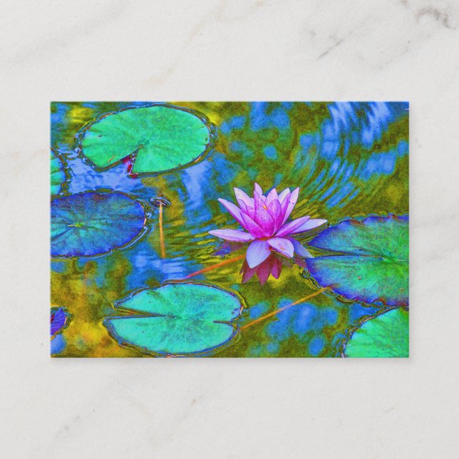 Waterlily Lotus for Yoga Studio, Spa, Beauty Salon Business Card (Front)