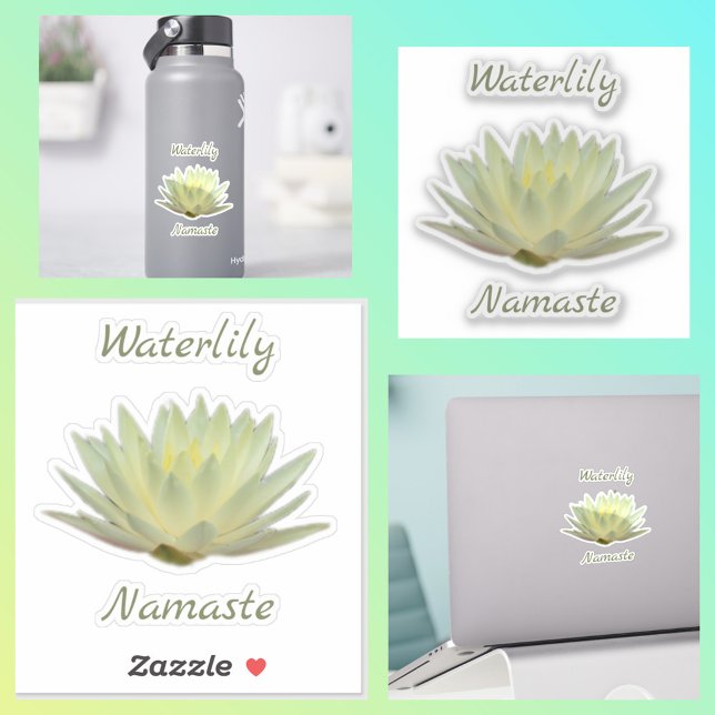 Waterlily Lotus Namaste Pastel Yellow Green Sticker (Creator Uploaded)