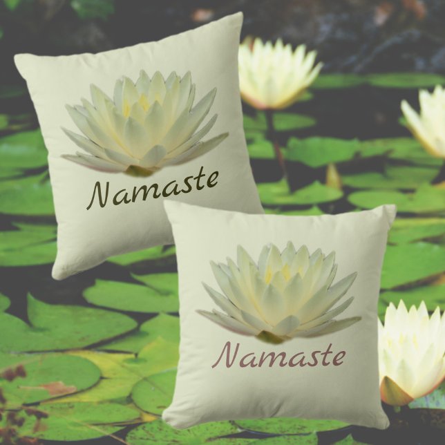 Waterlily Lotus Pastel Yellow Green Floral Throw Pillow (Creator Uploaded)