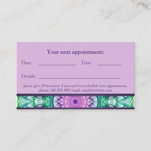 WaterLily Mandala purple appointment card