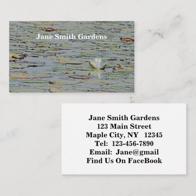 Waterlily Pond Lake Flower I Business Card (Front/Back)