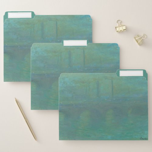 Waterloo Bridge at Dusk Monet Painting File Folder