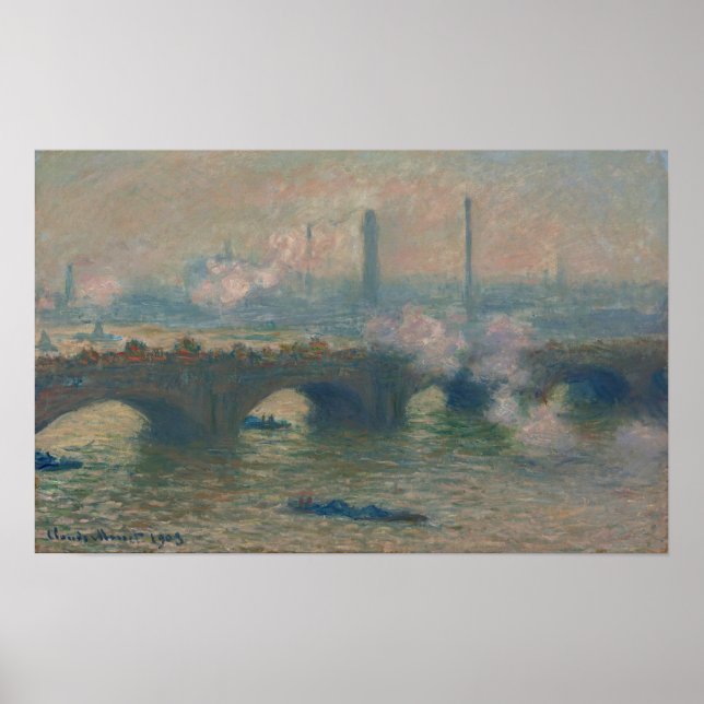 Waterloo Bridge, Gray Day, 1903 (oil on canvas) Poster (Front)