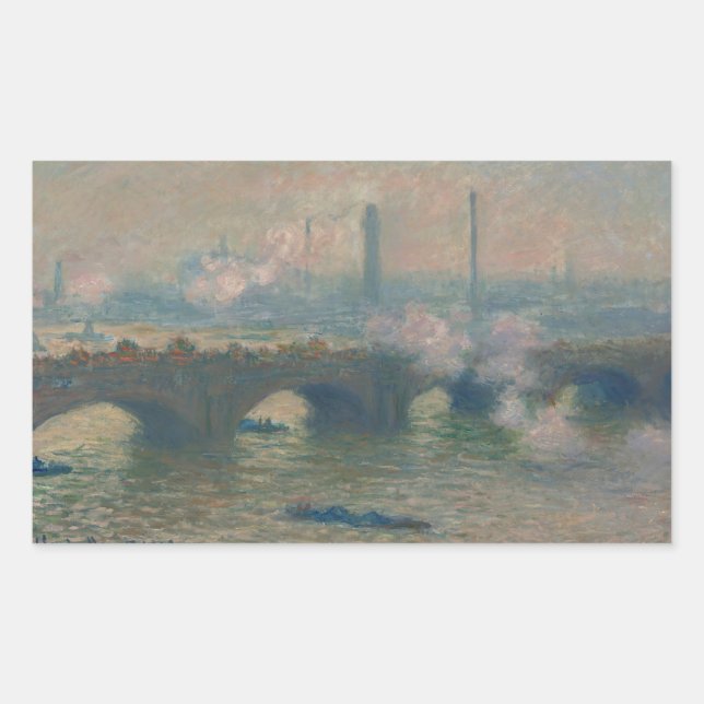 Waterloo Bridge, Gray Day, 1903 (oil on canvas) Rectangular Sticker (Front)