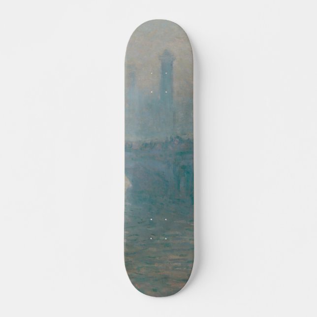Waterloo Bridge Gray Weather Monet Painting Skateboard (Front)