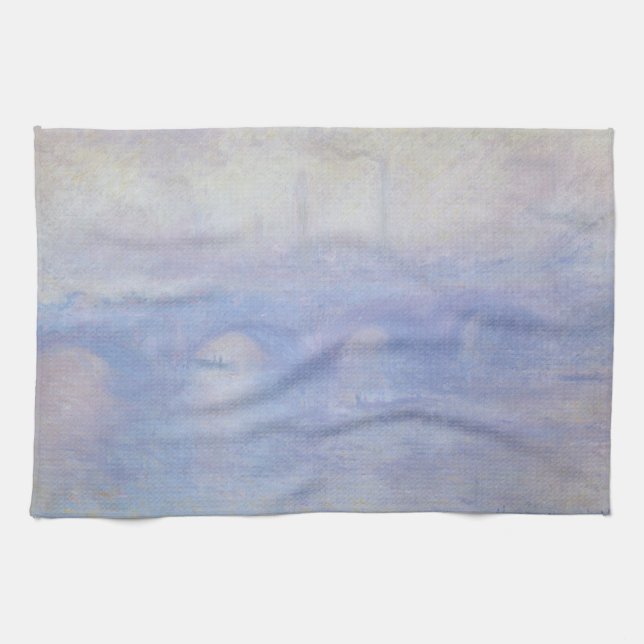 Waterloo Bridge, Mist Effect by Claude Monet Kitchen Towel (Horizontal)