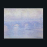 Waterloo Bridge, Mist Effect by Claude Monet Postcard<br><div class="desc">Waterloo Bridge, Effect of Mist (1903) by Claude Monet is a vintage impressionist fine art architecture painting. There are crew members in boats sculling on the Thames river. Waterloo bridge in London, England on a misty, foggy morning. About the artist: Claude Monet (1840-1926) was a founder of the French impressionist...</div>