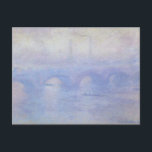 Waterloo Bridge, Mist Effect by Claude Monet Postcard<br><div class="desc">Waterloo Bridge, Effect of Mist (1903) by Claude Monet is a vintage impressionist fine art architecture painting. There are crew members in boats sculling on the Thames river. Waterloo bridge in London, England on a misty, foggy morning. About the artist: Claude Monet (1840-1926) was a founder of the French impressionist...</div>