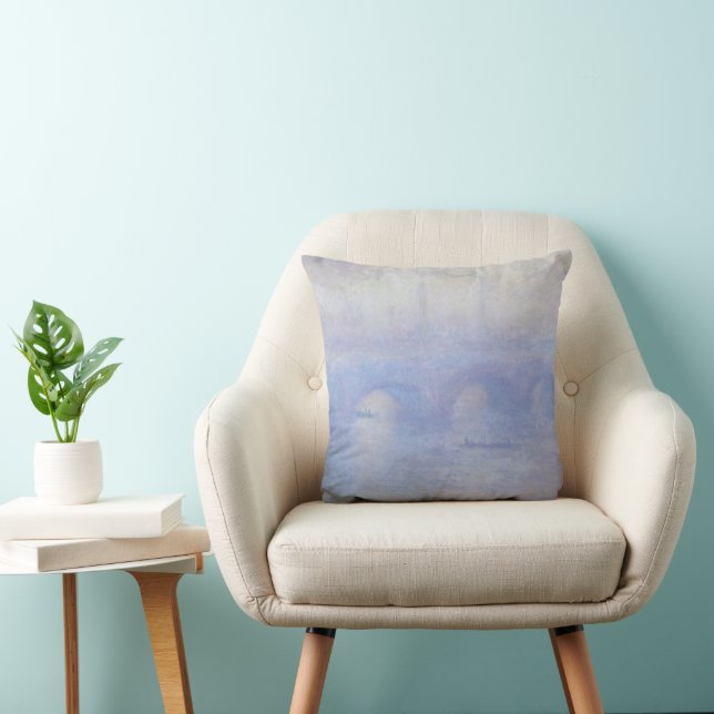 Waterloo Bridge, Mist Effect by Claude Monet Throw Pillow (Chair)