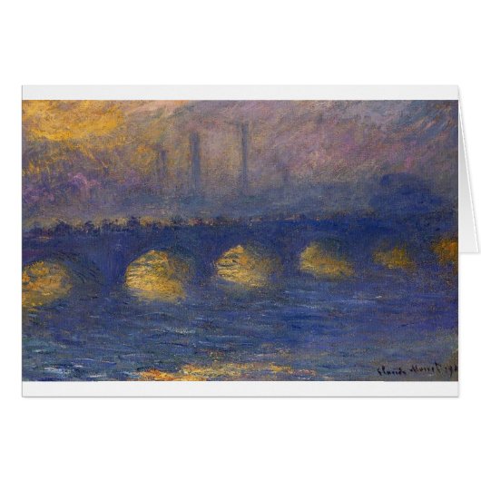 Waterloo Bridge, Overcast Weather by Claude Monet Cards (Front Horizontal)