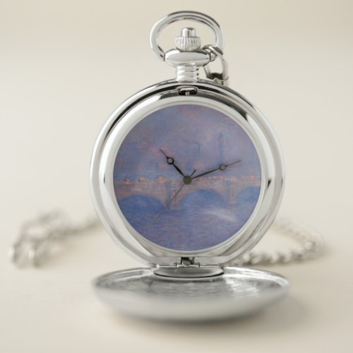 Waterloo Bridge Sunlight Effect Monet Painting Pocket Watch