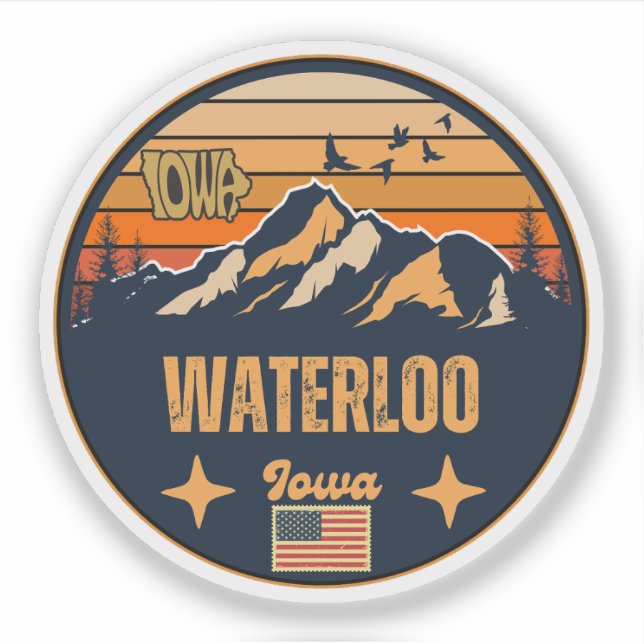 Waterloo, Iowa Sticker (Front)