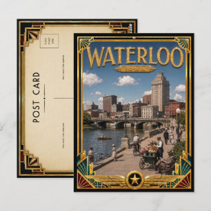 Waterloo Iowa Vintage Art Deco Golden Age Postcard