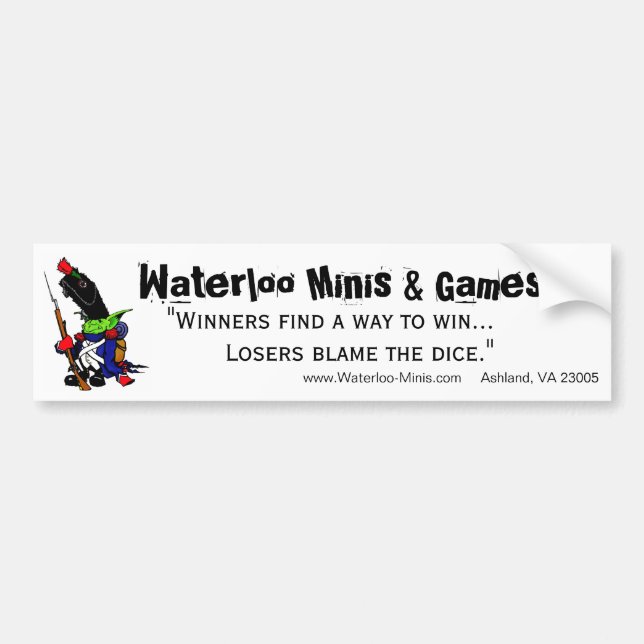 Waterloo Minis Game Shop Bumper Sticker. Sticker (Front)
