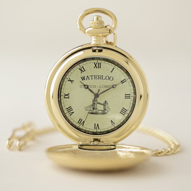 Waterloo Station ~ Tower Bridge ~ London England ~ Pocket Watch (Inside)