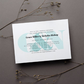 Watermark | Modern Monogram Rehearsal Dinner Invitation
