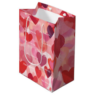 Watermark Pink Love Happy Valentine's day Medium Gift Bag