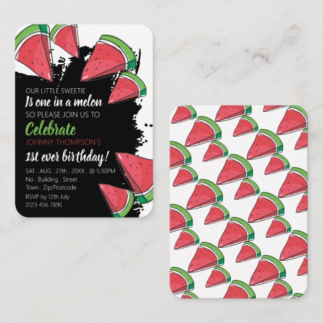 Watermelon, 1 in a Melon, Birthday Handout Tickets (Front/Back)