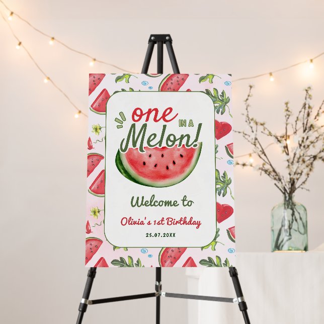 Watermelon 1st Birthday Party Decor Foam Board (In Situ (Stand))